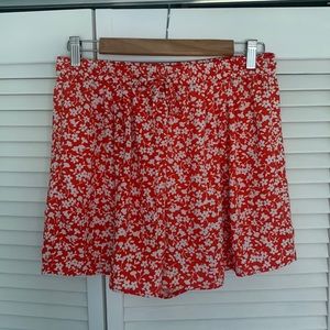 J.CREW MERCANTILE flowy orangey-red floral shorts size small